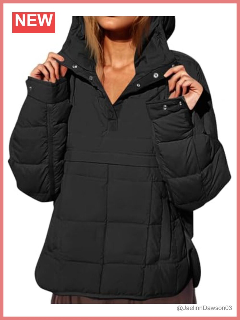 Oversized Quilted Puffer Jacket Pullover Hooded Warm Coat